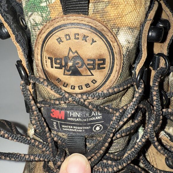 Rocky Youth Outdoor Hunting Boots Size 3M Camo Brown Hiking Thinsulate Insulated - Picture 3 of 10